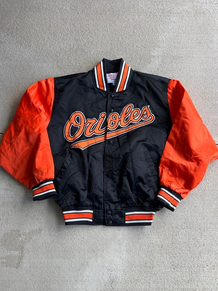 Vintage 90s Starter Baltimore Orioles Diamond Bomber Jacket MLB Retro