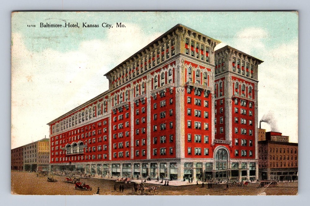 Kansas City MO-Missouri Baltimore Hotel Vintage c1909 Postcard