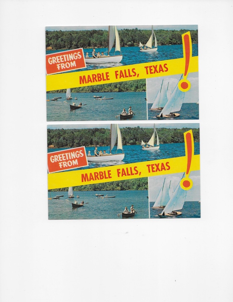 Lot of 10 Postcards, Greetings from Marble Falls, Texas