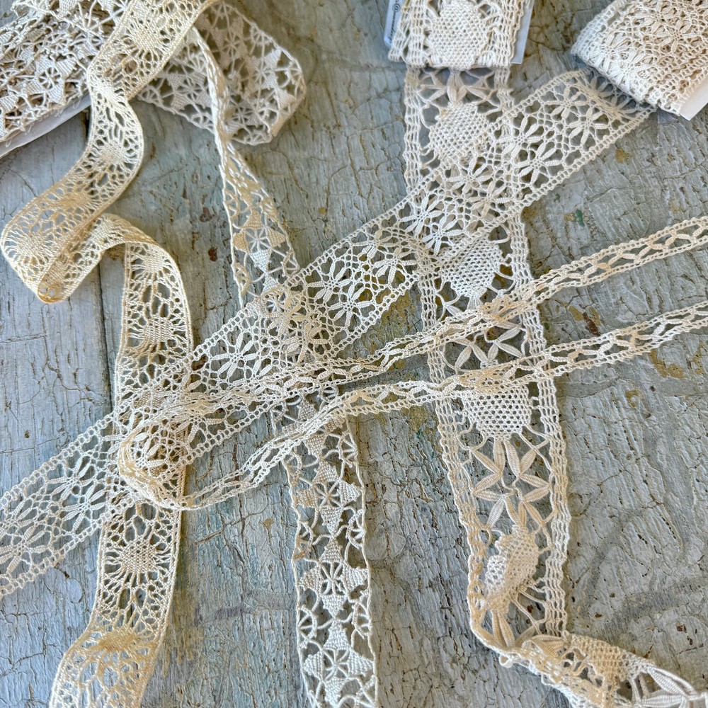 14.5 yards of French lace different patterns Antique French lace