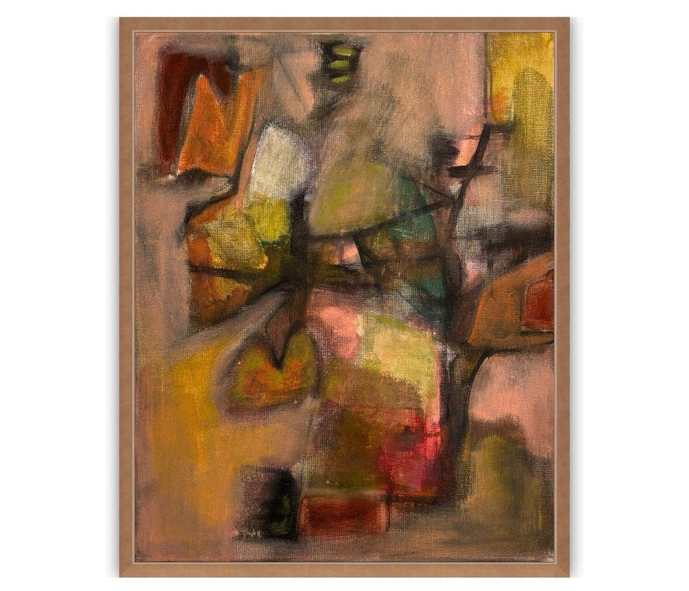 Abstract Expressionism Mid-Century Modern Mixed Media Canvas Art MCM Style-image