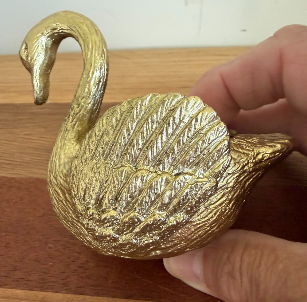 Gold Tone Swan Taper Candle Holder Small
