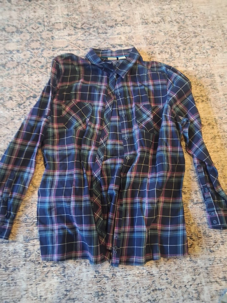 Womens LL Bean Long Sleeve Button Down Plaid Size XL Shirt