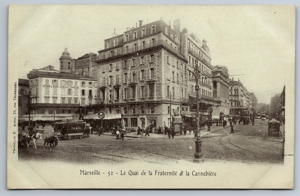Postcard Quai de la Fraternité and La Canebière Marseille France Street Scene