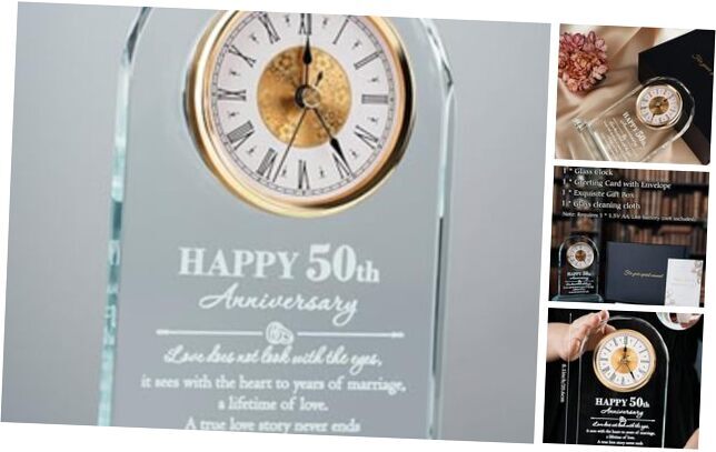 50th Anniversary Glass Clock Gift - Perfect Keepsake for 50th Anniversary Gift