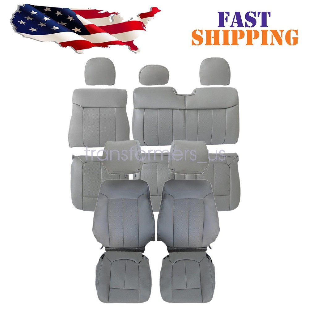 For 2013 2014 Ford F-150 Lariat Front & Second Row Replacement Seat Cover Gray