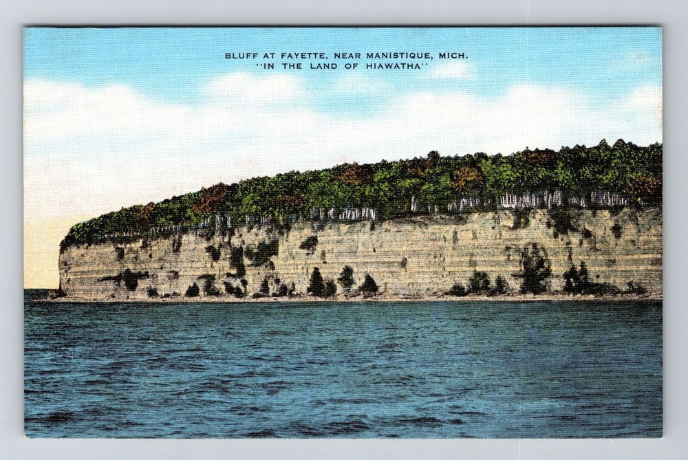 Manistique MI-Michigan, Bluff at Fayette, Vintage Postcard