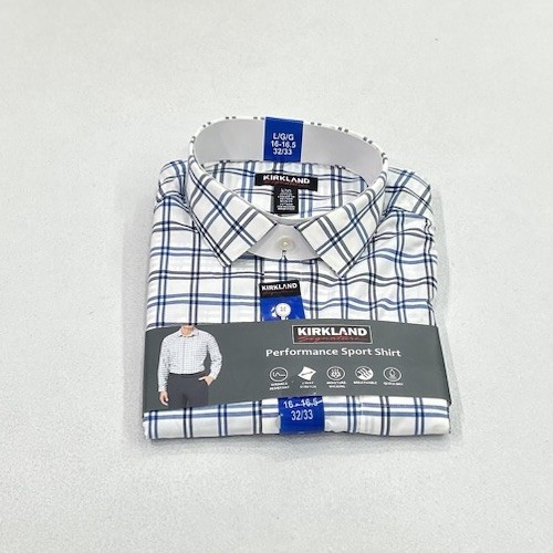 Kirkland Signature Men’s Performance Sport Shirt, Multicolor, L (16-16.5,32/33)