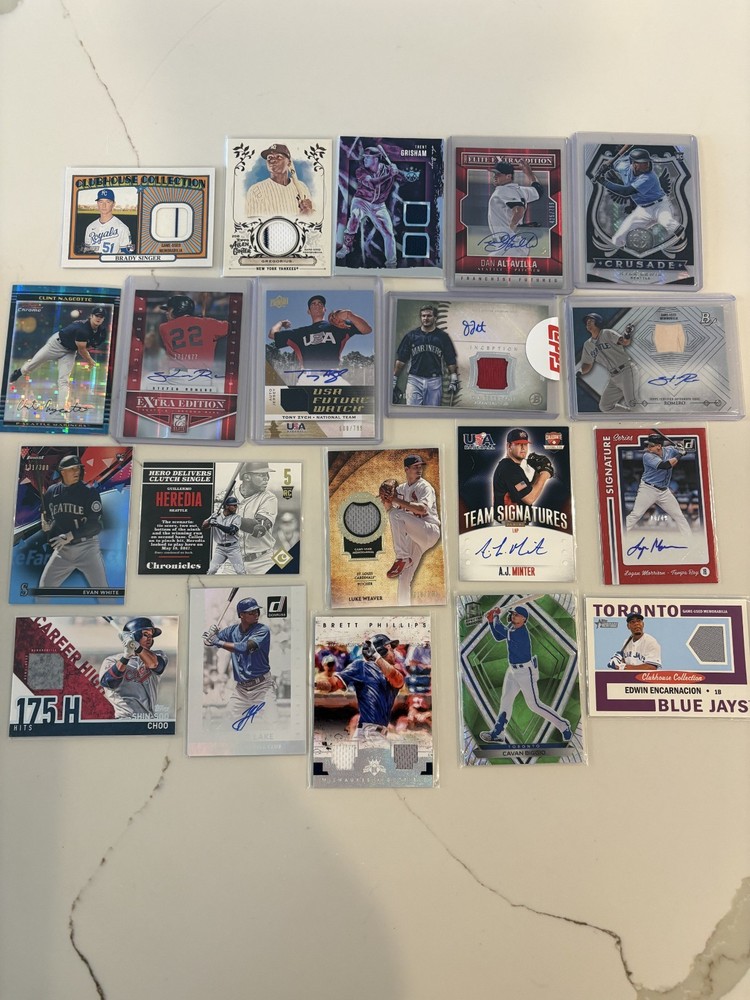 MLB Lot 20 Cards All Autos, Numbered, Patches, Rookies, Relics