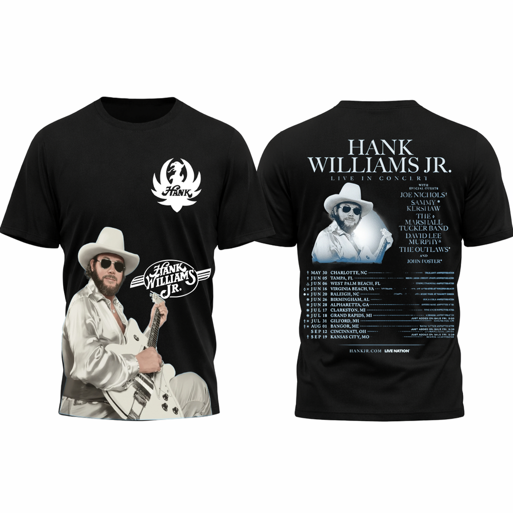 Hank Williams Jr. Live In Concert Tour 2026 Shirt - All Over Print - S to 5XL