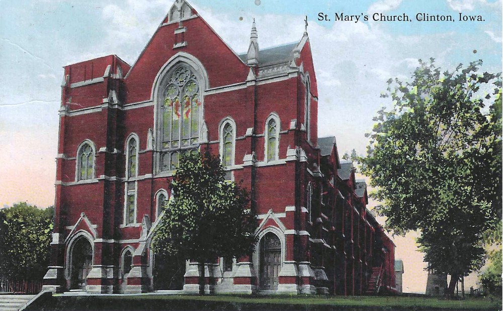 c1920s Clinton, Iowa IA ~ St. Mary's Church ~ Posted Postcard