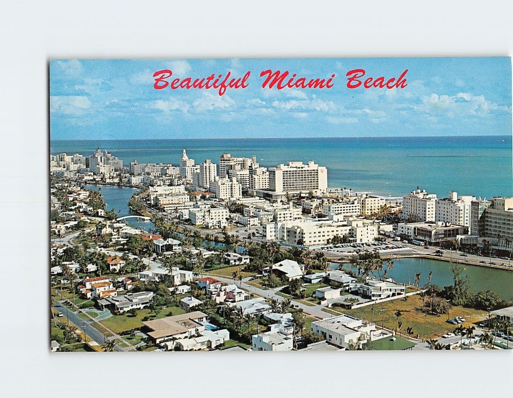 Postcard Aerial View Beautiful Miami Beach Florida USA North America