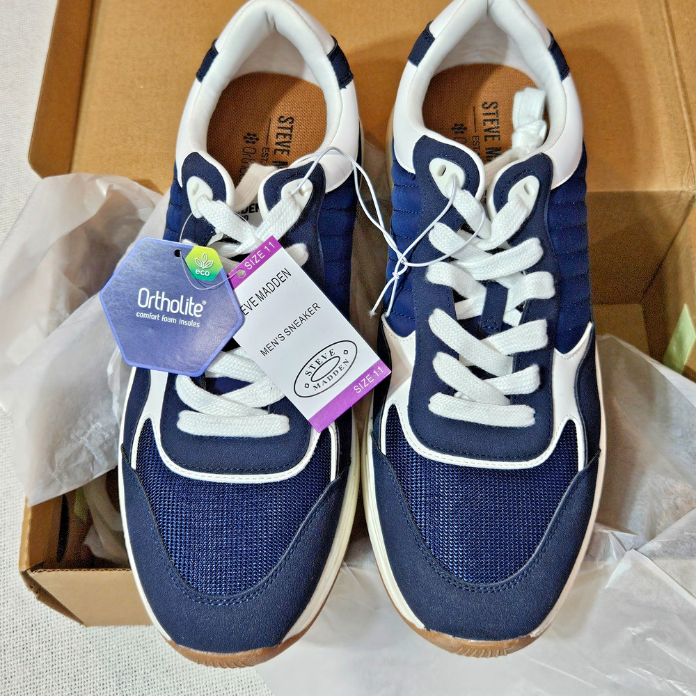 Steve Madden Men's P-Varick Comfort Foam Sneakers Navy  Size 11 M