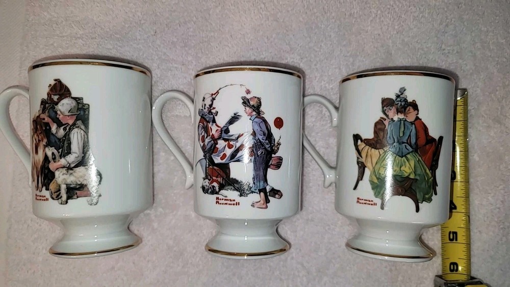 1981 Danbury Mint Collection Of 3 Norman Rockwell Mugs, Excellent Condition