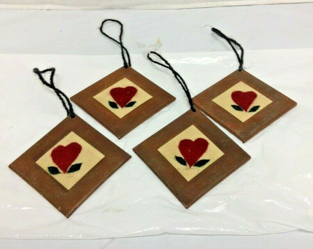 Rustic Primitive Country Christmas Heart Ornaments for Home Decor-image