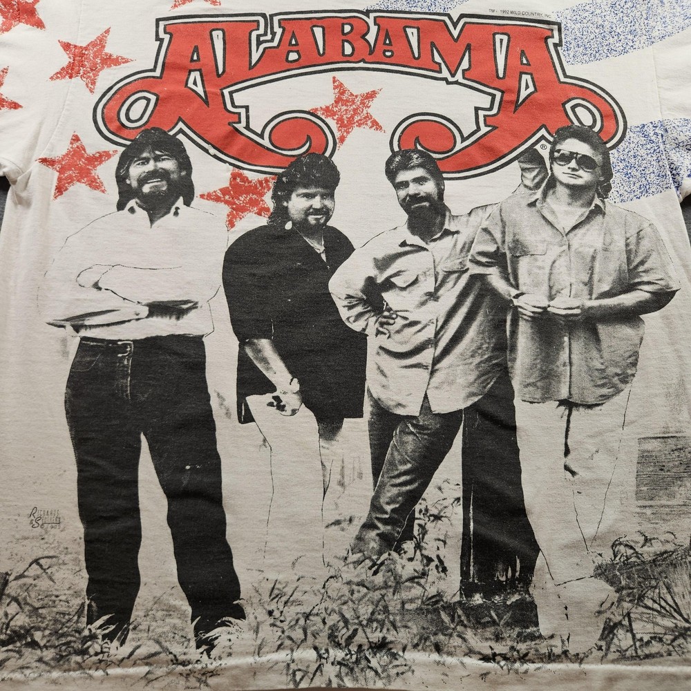 Vintage Alabama Band Shirt Mens Extra Large White Graphic Made in USA 1992 90s
