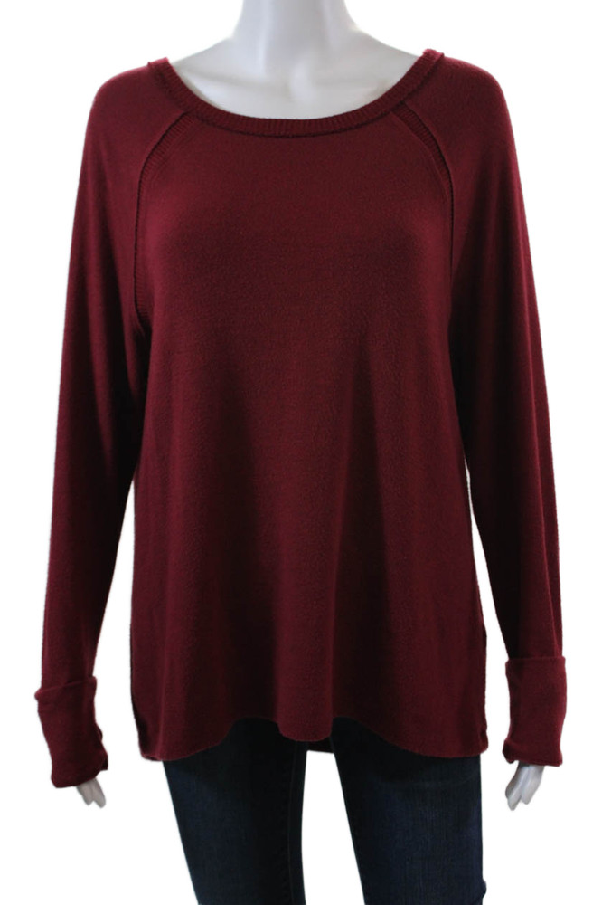 Michael Stars Womens Textured Long Sleeve Round Neck Knit Sweater Red Size MFree Shipping in US $100+ Orders | $6.95 Orders Below