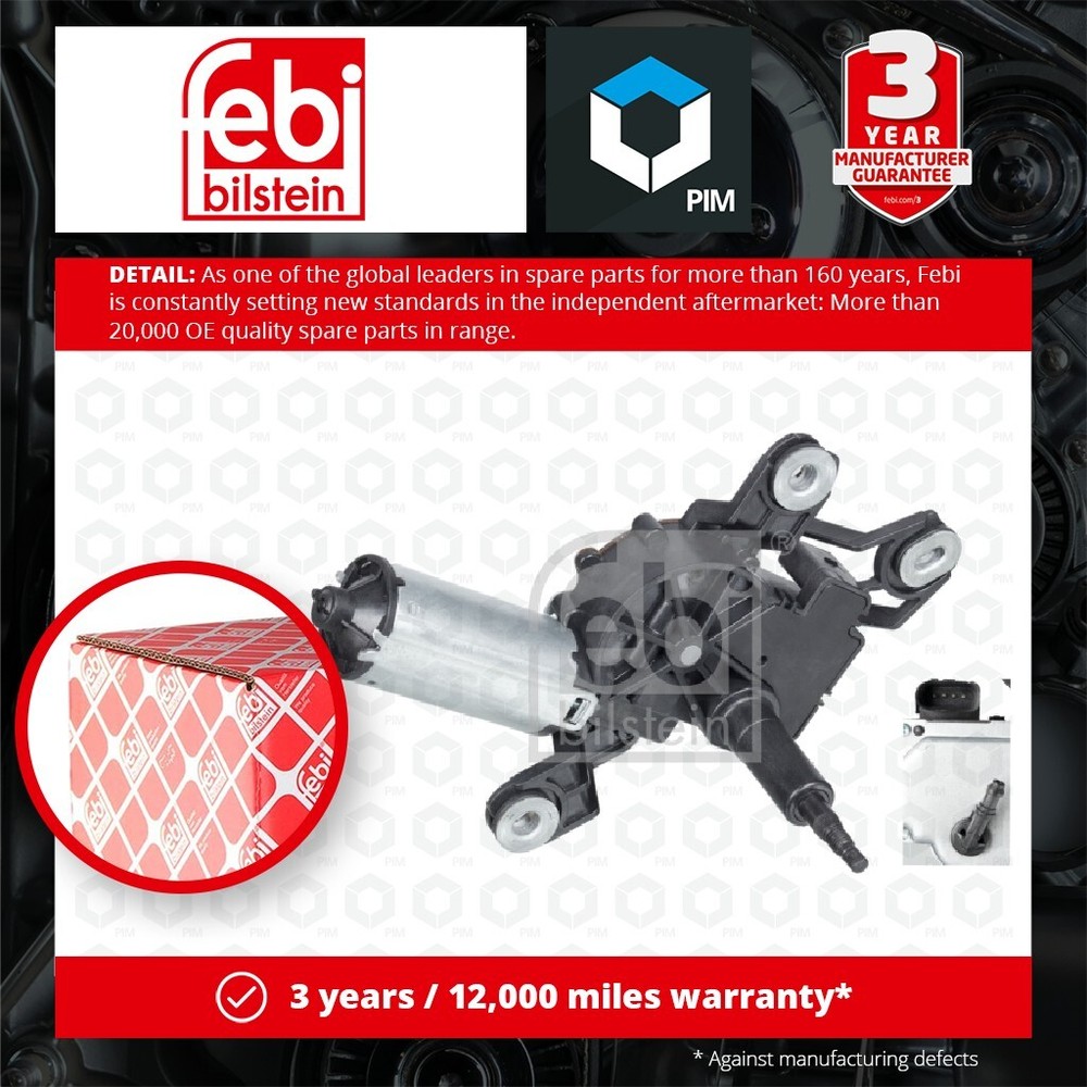 Wiper Motor fits VW GOLF Mk5, PLUS 1.4 Rear 03 to 13 1K6955711B 1K6955711C Febi