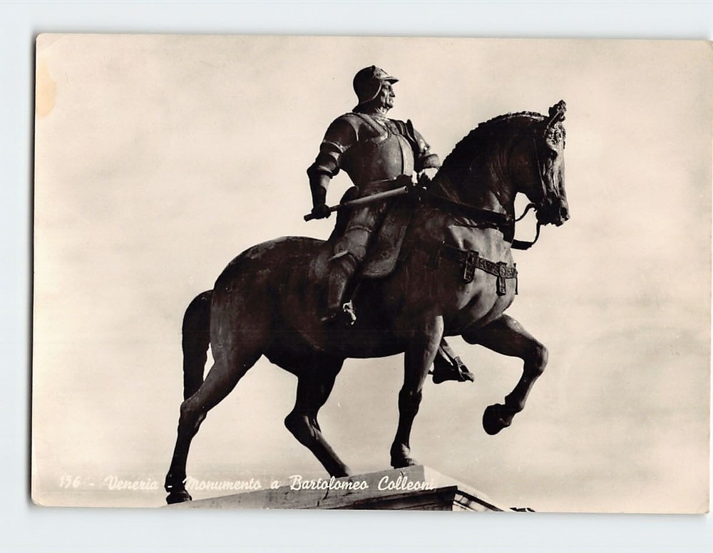 Postcard Equestrian Statue of Bartolomeo Colleoni Venice Italy
