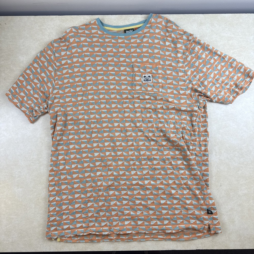 Howler Brothers Men's XXL Geometric Orange Blue Cotton Pocket T-Shirt