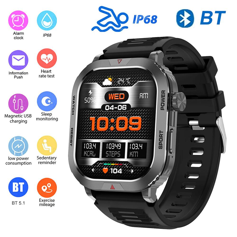Rugged Military-Grade Smartwatch with Waterproof Fitness Tracking