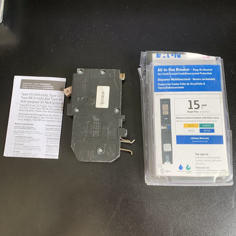 Eaton CHFPAFGF115CS All-In one Circuit Breaker 1 Pole 15 amp Plug On Neutral