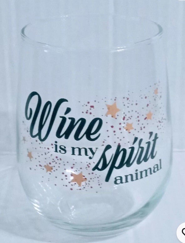 Wine Is My Spirit Animal Stemless Glass 17 oz Clear Beer Cup
