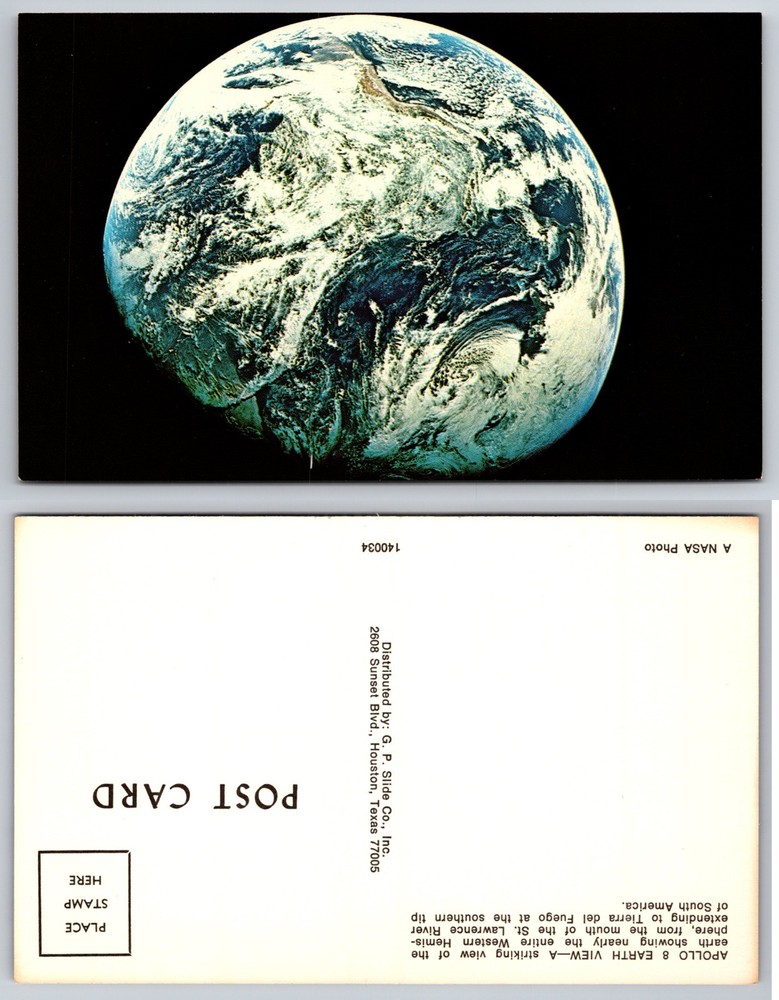 Apollo Earth View NASA Photo Postcard