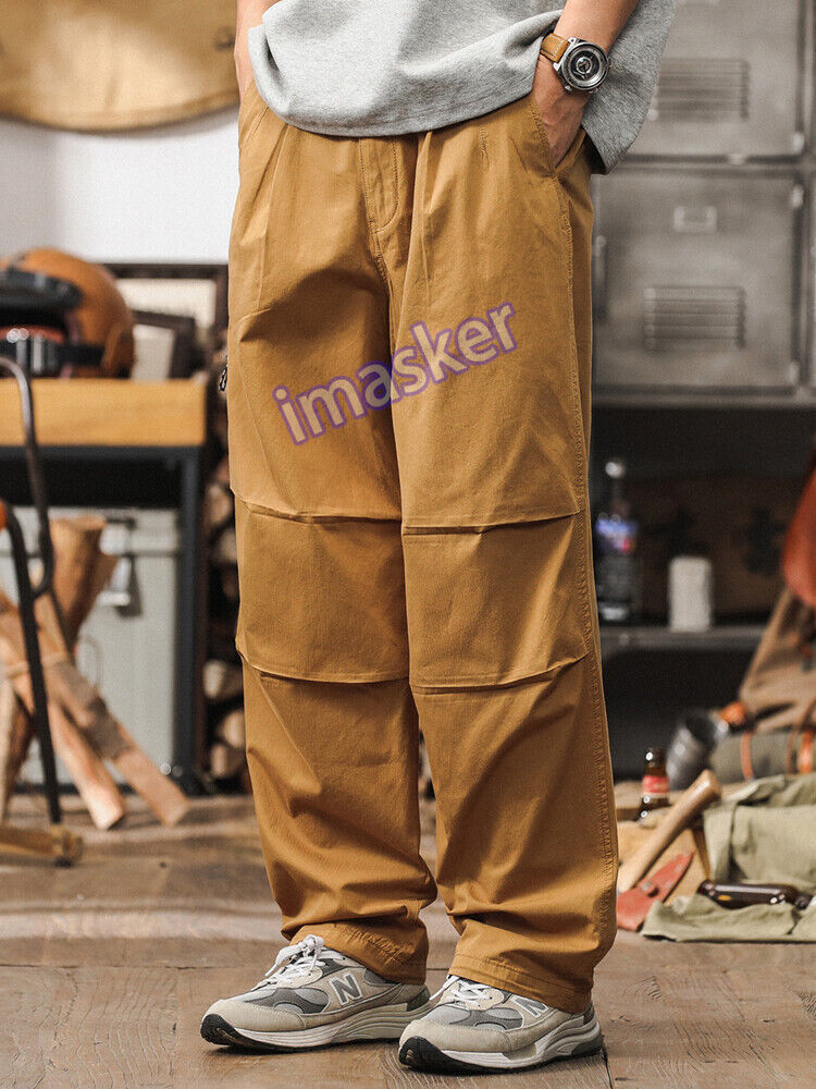 American Retro Work Pants Men Spring Loose Straight Casual Wide-Leg Outdoor Trousers