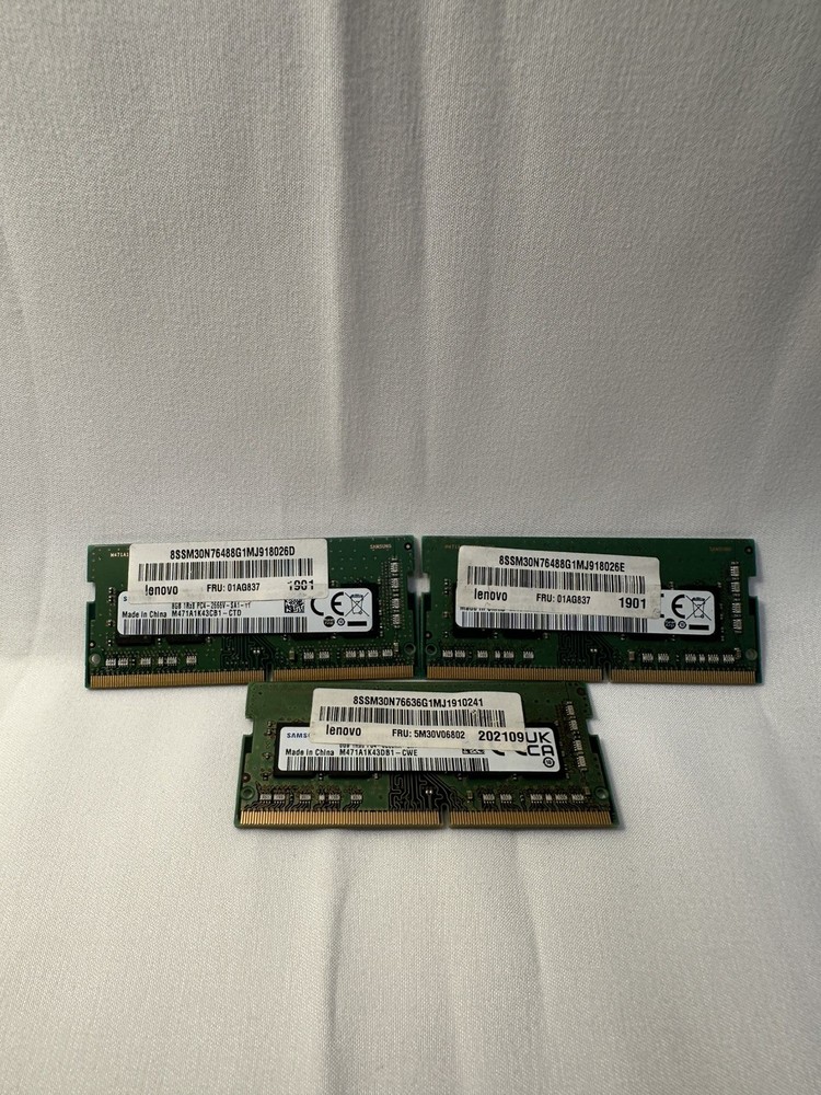 Mixed Lot of 3 - Samsung 8GB 1Rx8 PC4 DDR4 Laptop RAM - Mixed Speeds