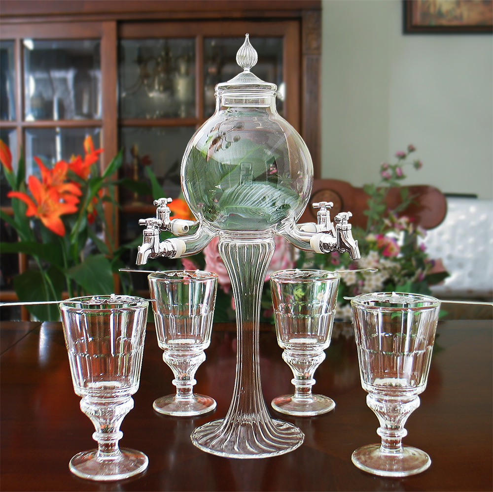 PREMIUM ABSINTHE WATER FOUNTAIN SET GLASSES & SPOONS - Gift