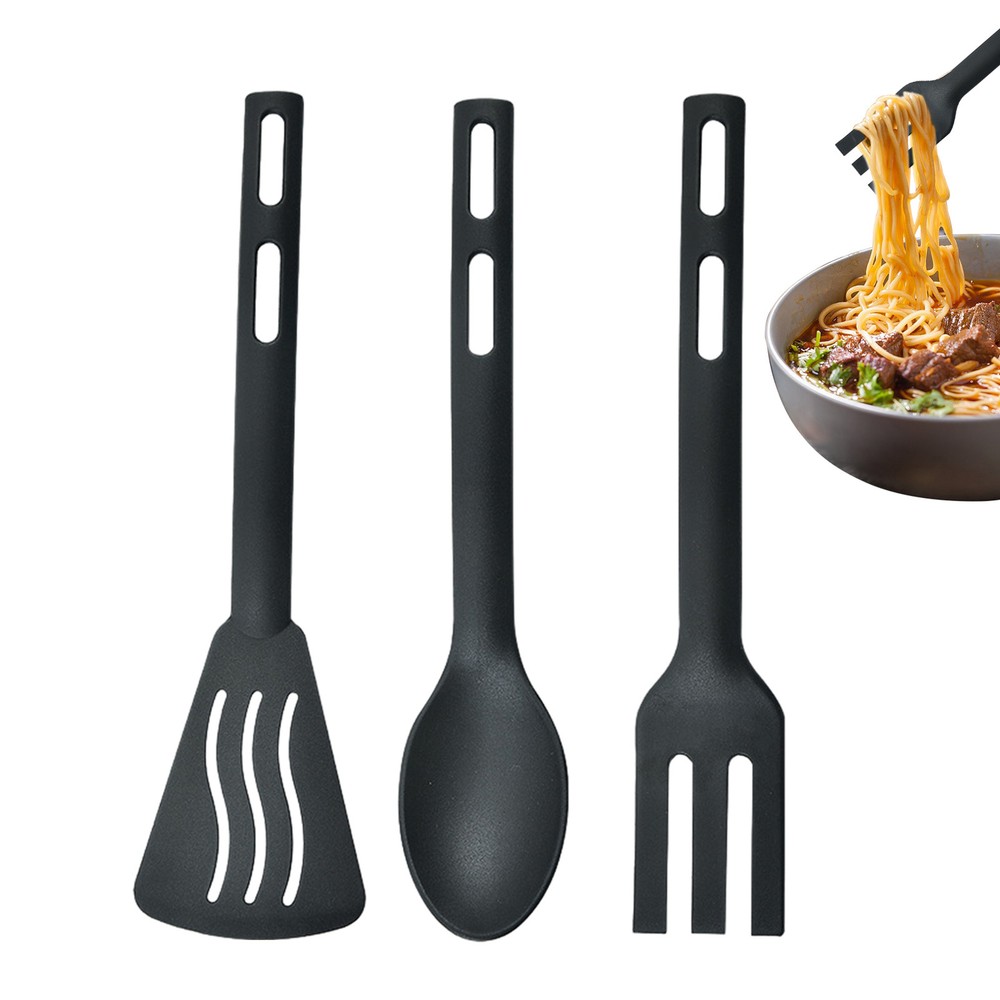 Cooking Spoon and Spatula Set 3pcs Heat Resistant Non-Scratch Nylon Cooking Uten