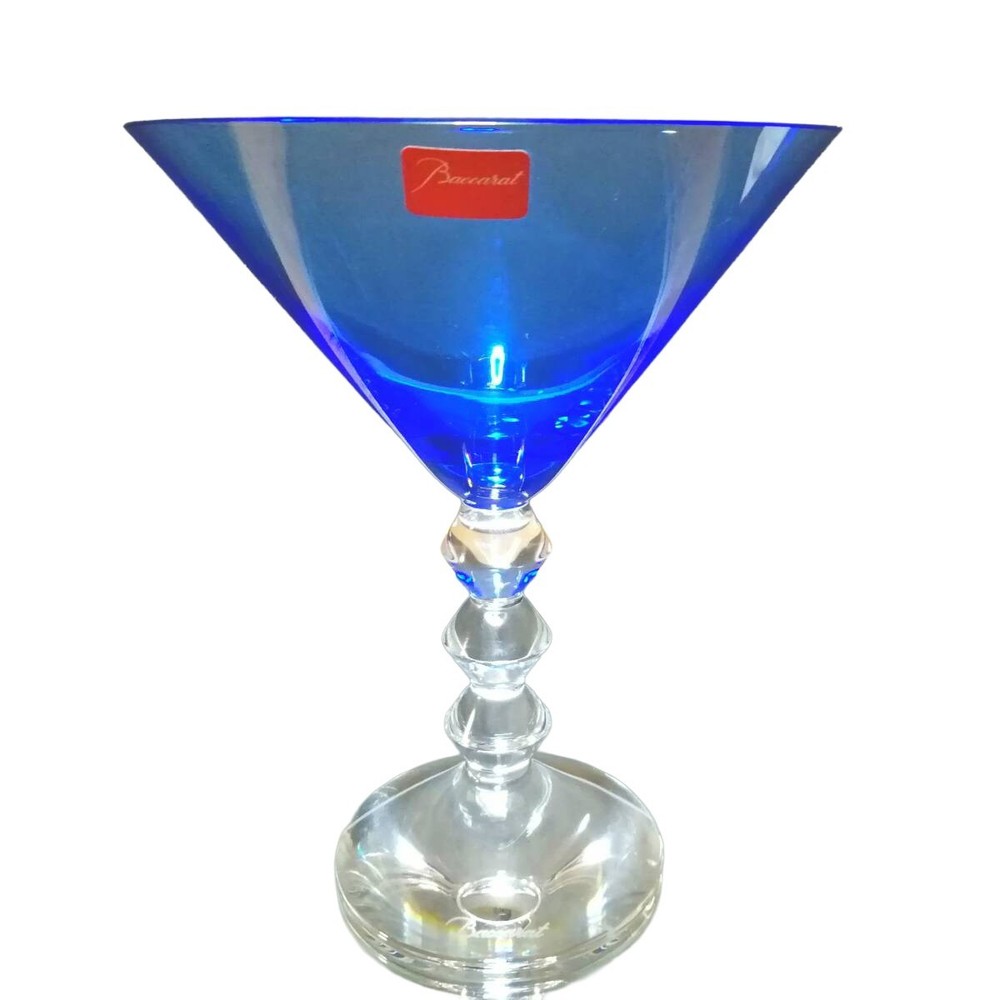 BACCARAT Vega Crystal Martini Cocktail Glass Blue Unused France