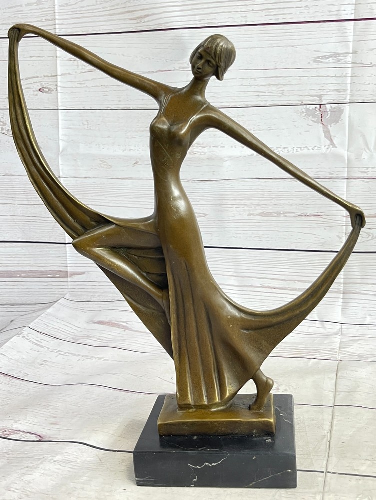 Abstract Solid Bronze Dancer Sculpture French Milo Mid-Century Modernist Art-image