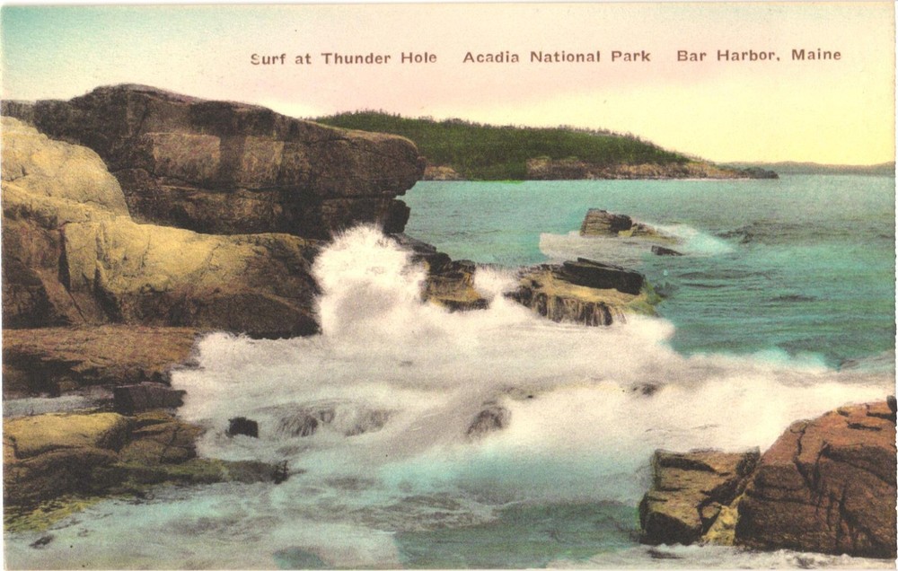 Bar Harbor Maine Surf at Thunder Hole Acadia National Park Vintage Postcard-image