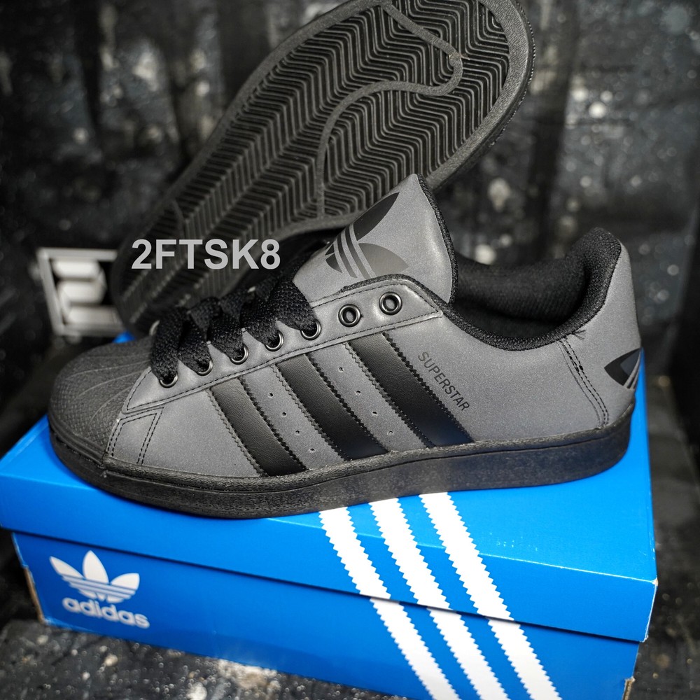 ADIDAS ORIGINALS SUPERSTAR CORE BLACK REFLECTIVE MEN'S SHOES 8.5~12 ID3109