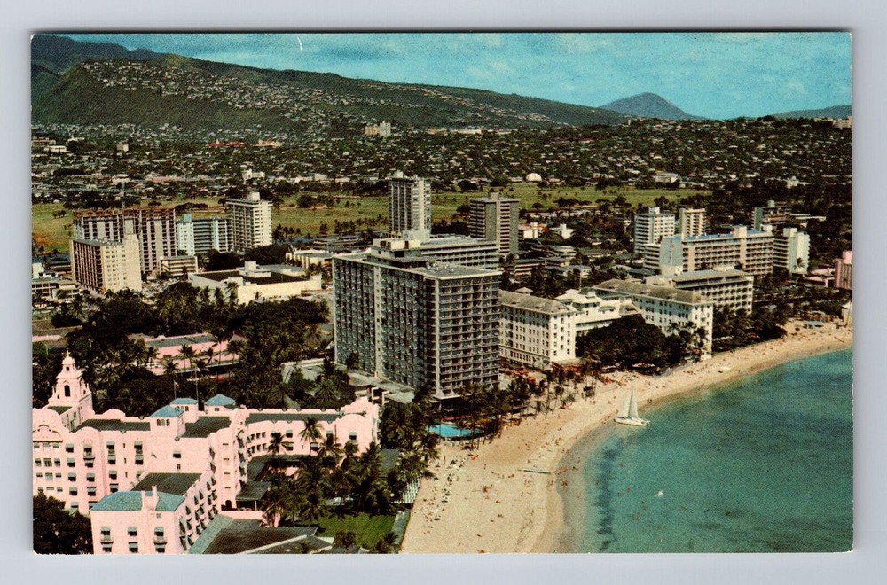 Waikiki Beach HI-Hawaii, Outrigger Hotel, Advertising, Vintage Postcard