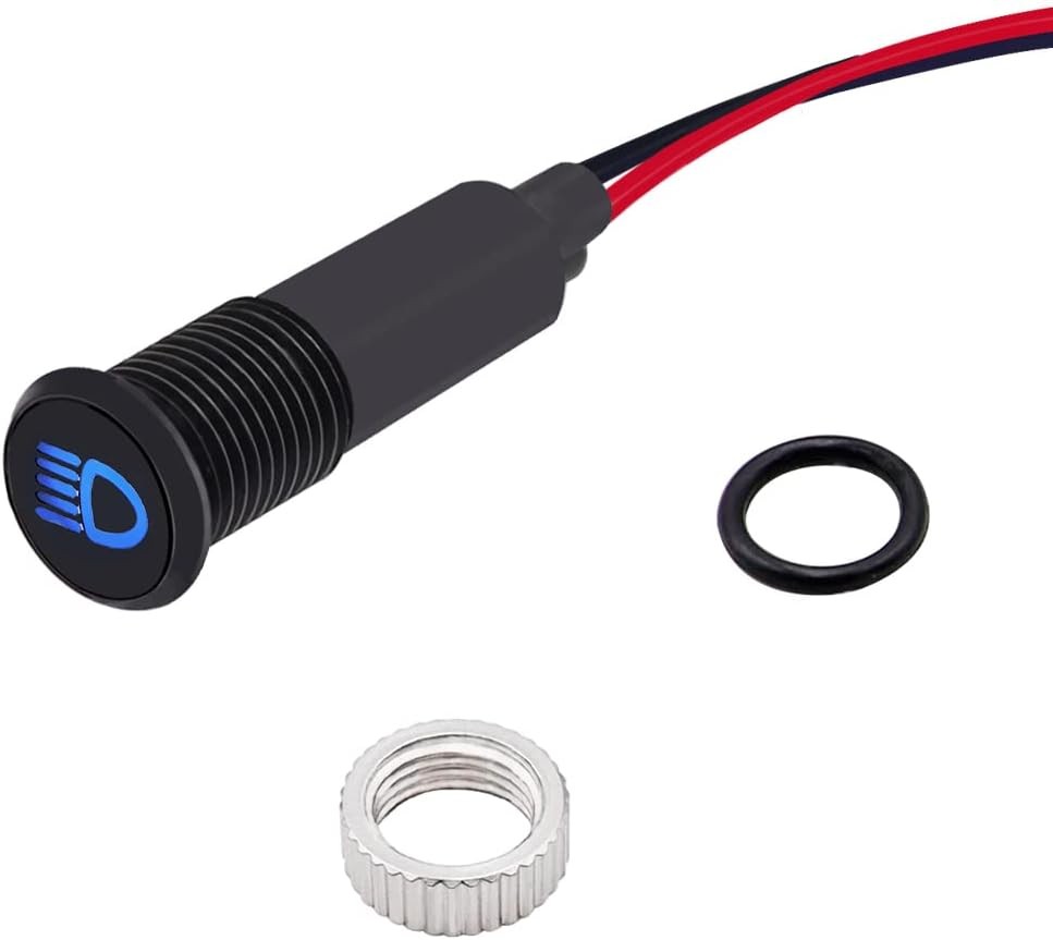 Blue 12V LED Metal Signal Indicator Light, 5/16