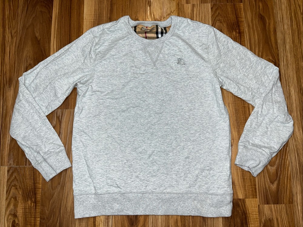 Burberry  Crewneck Sweatshirt Men M Gray LS Embroidered