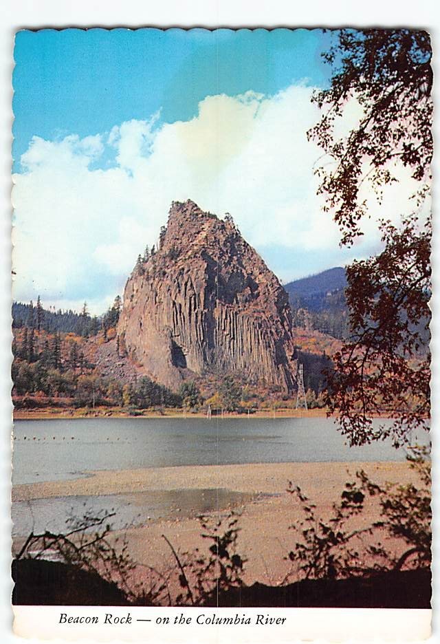 Postcard Beacon Rock Columbia River Stevenson Washington USA