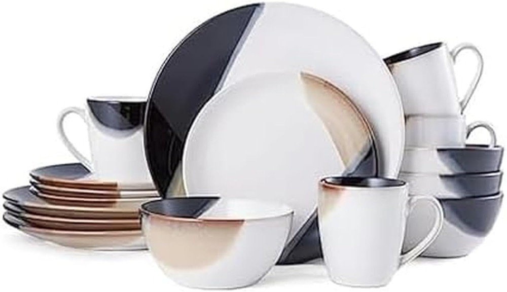Mikasa Gourmet Basics Caden 16-Piece Stoneware Dinnerware Set, Service for 4, Wh