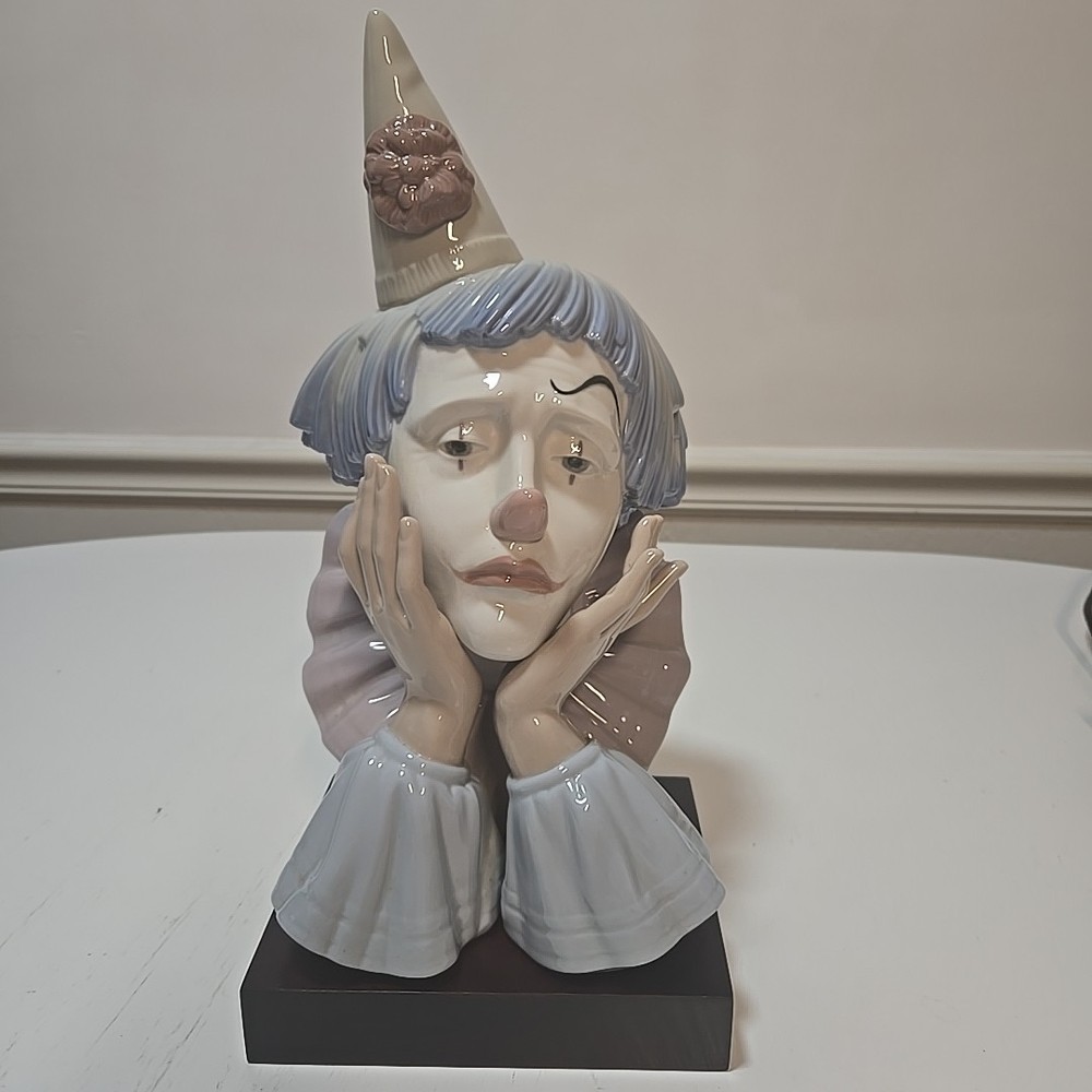 Lladro Sad Clown Jester Head Statue Figurine  12