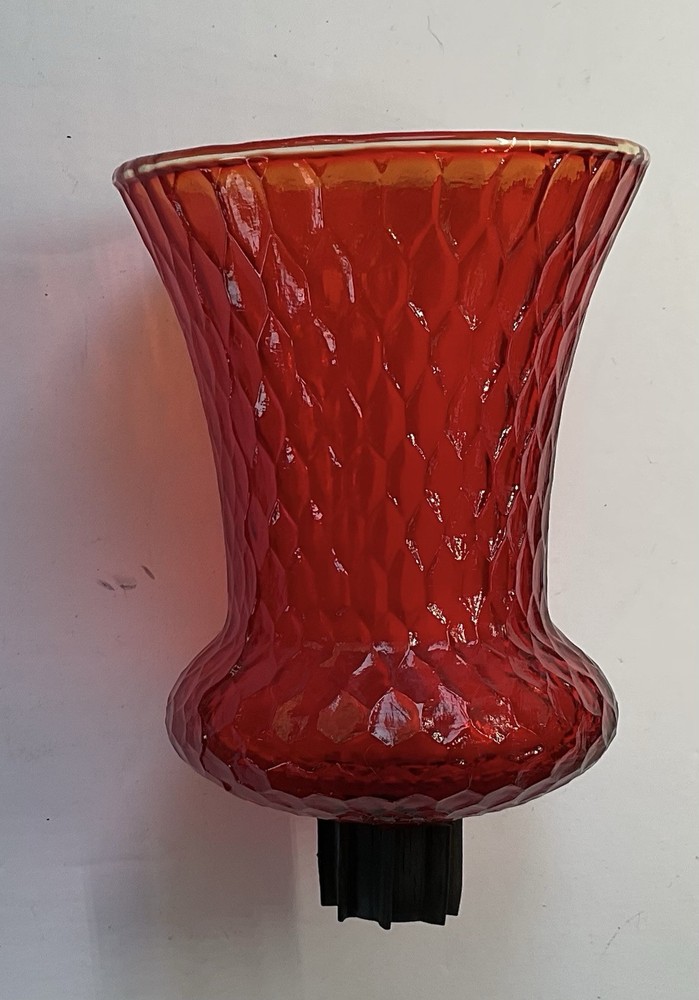 Vintage Home Interiors Red Glass Candle Holder /  Wall Sconce Globe
