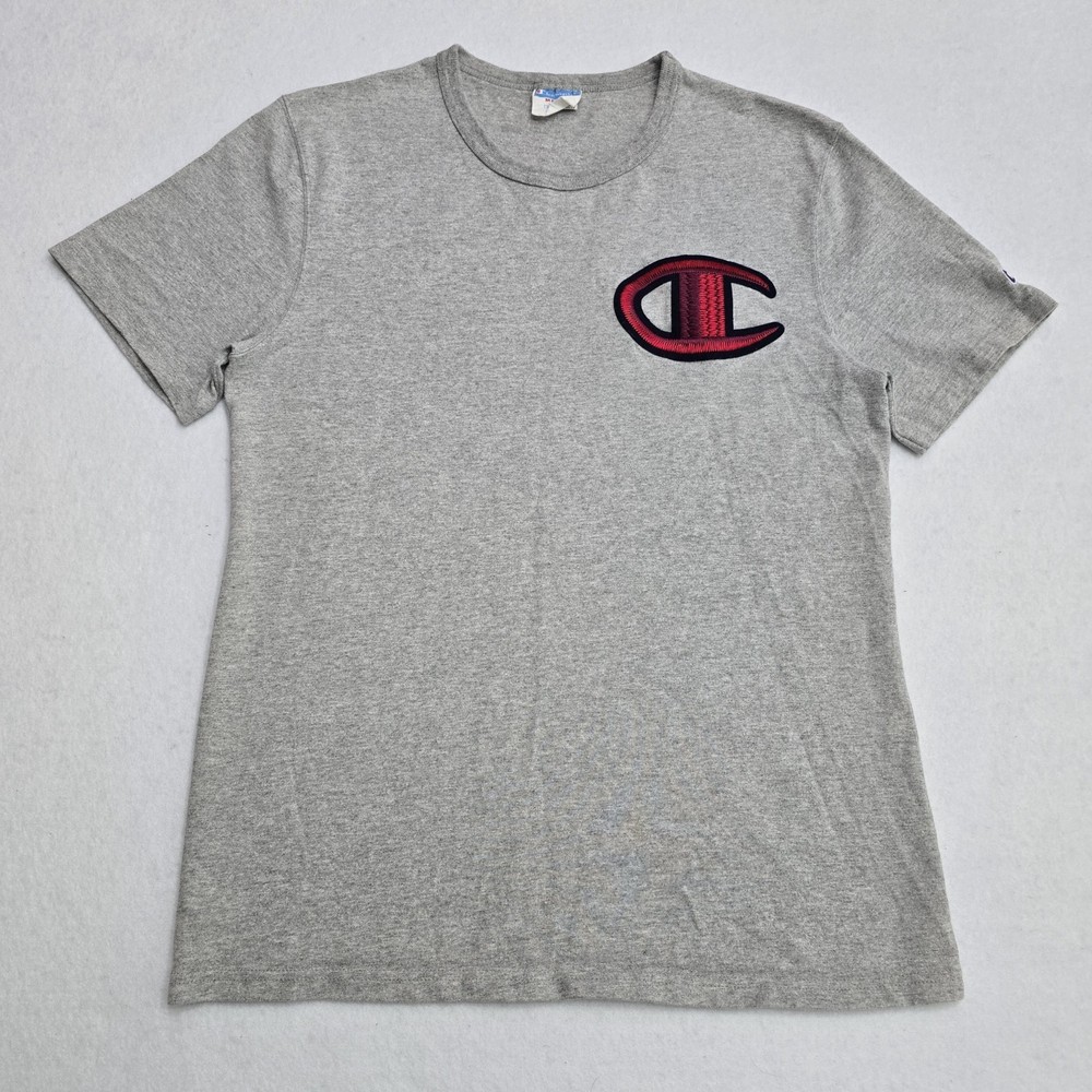 Champion Men's Medium Heather Gray Embroidered Logo Heritage VTG Shirt