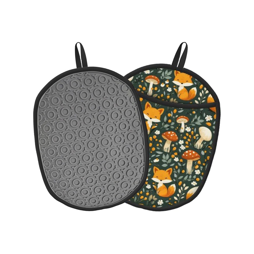Fox Pot Holders and Hot Pads 2 Pack, to 500°F, Non-Slip Silicone Oval Pads 7....