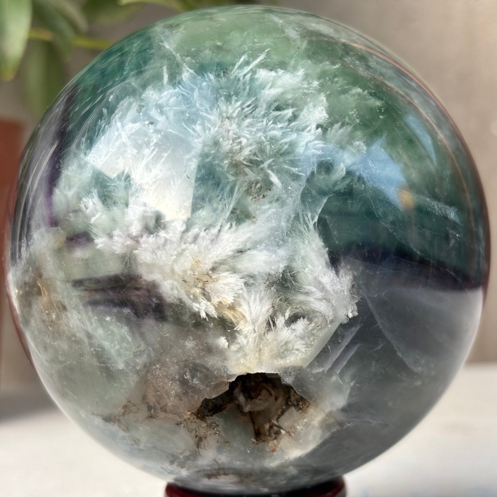 1389g Natural Green Fluorite Ball Quartz Crysta Energy Sphere Reiki healing