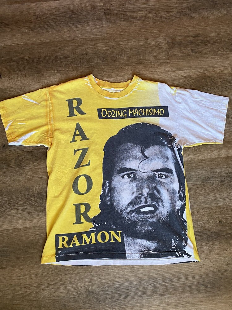 Vintage Razor Ramon Oozing Machismo 1993 WWF AOP T Shirt Large Drake Rare