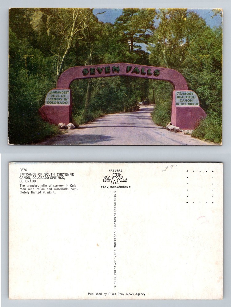 Colorado Springs, CO-Colorado, Seven Falls South Cheyenne Canon Vintage Postcard