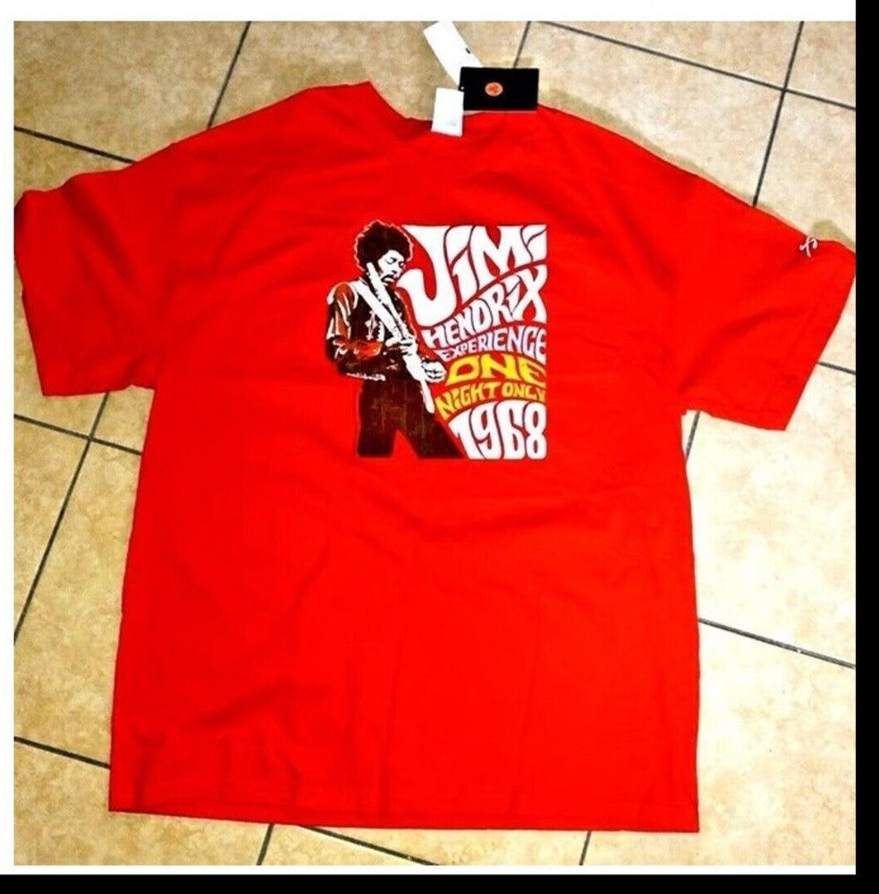 NWT Red Jimi Hendrix Concert Tee Shirt Tshirt Cotton Top Experience 1968 Size XL