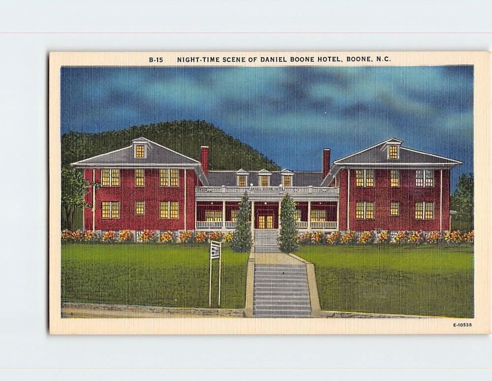 Postcard Night Time Scene of Daniel Boone Hotel Boone North Carolina USA